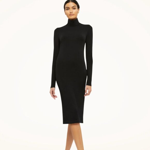 Wolford Aurora Midi Dress Black Turtleneck Long Sleeve - Picture 1 of 10